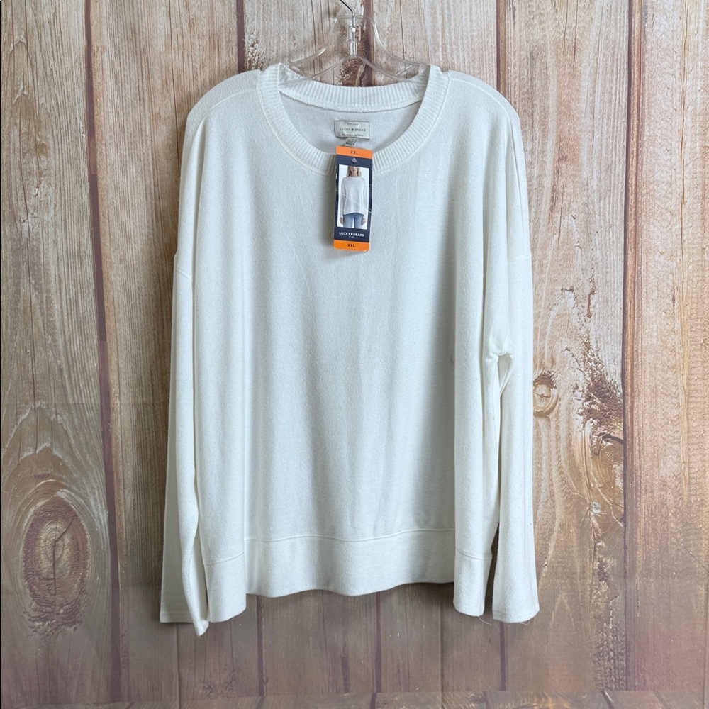 💵NWT Lucky Brand Women Cream Crewneck Sweater Size XXL